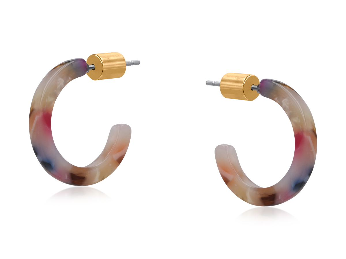 Picture of PINK/BLUE LIMA PETITE RESIN HOOP EARRINGS