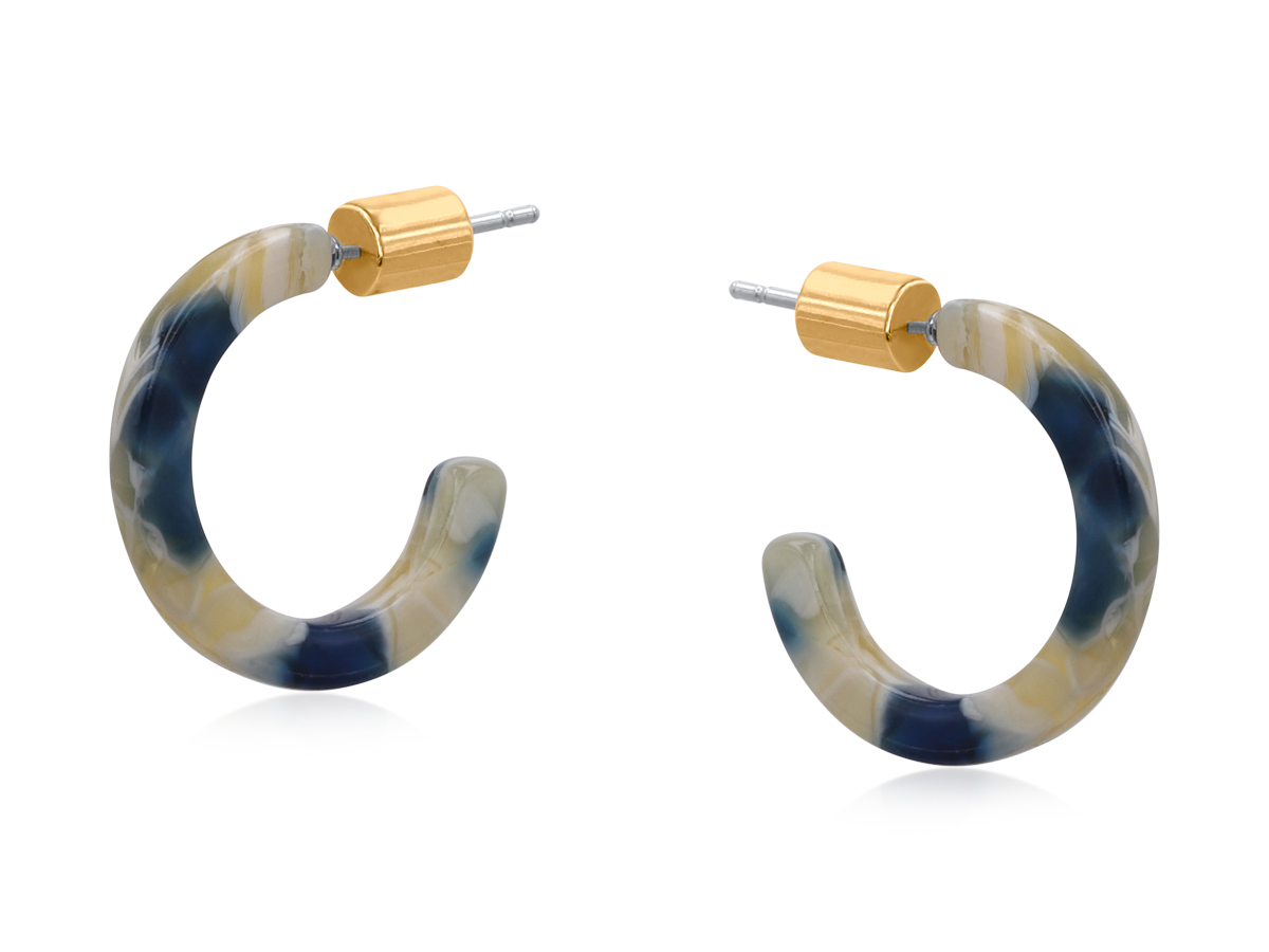 Picture of CREAM/NAVY LIMA PETITE RESIN HOOP EARRINGS