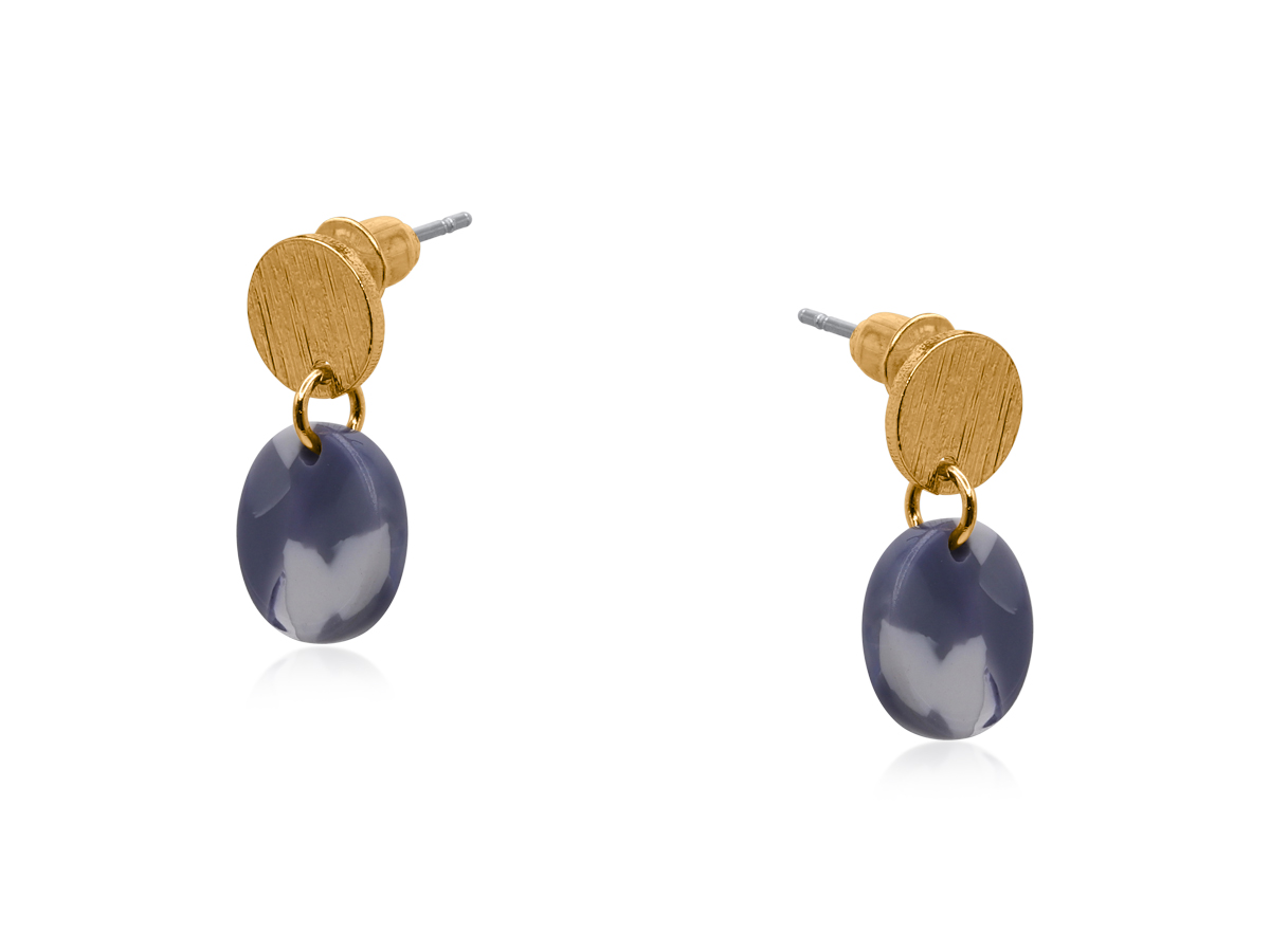 Picture of GREY/BLUE DELINA PETITE RESIN EARRINGS