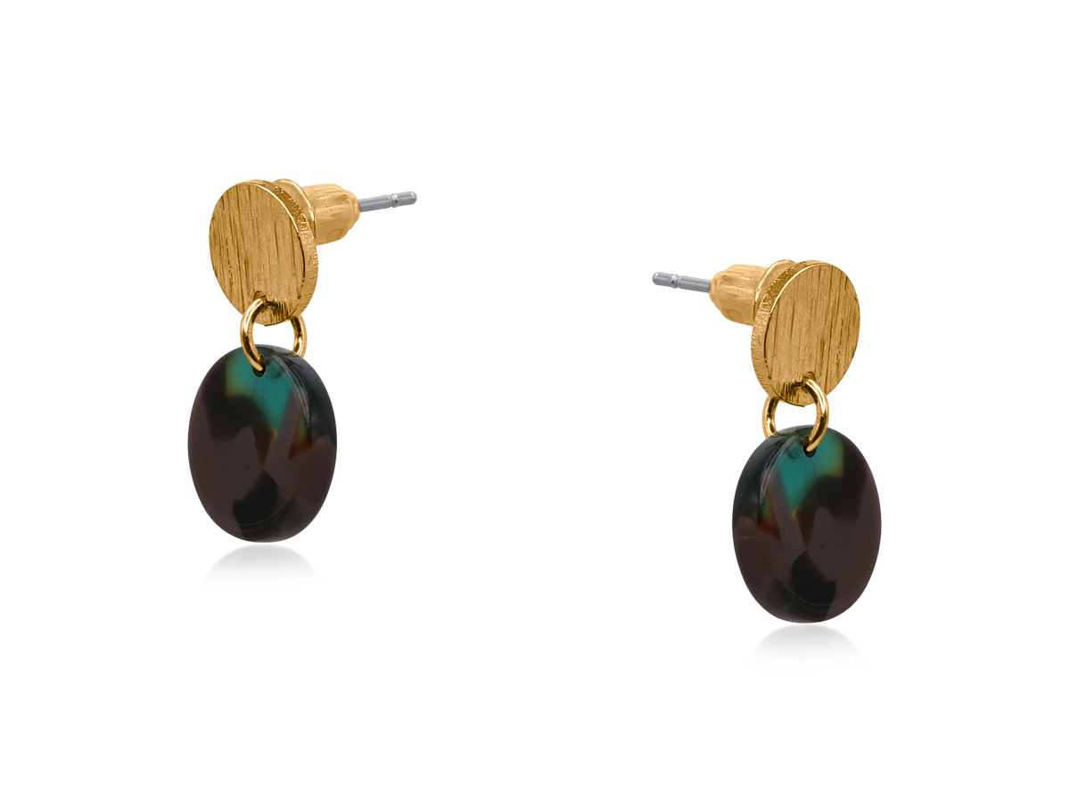 Picture of TAUPE/GREEN DELINA PETITE RESIN EARRINGS