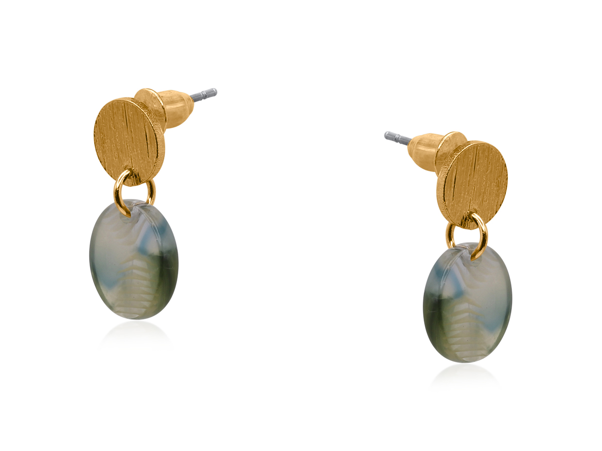 Picture of GREEN/WHITE EVA PETITE RESIN EARRINGS