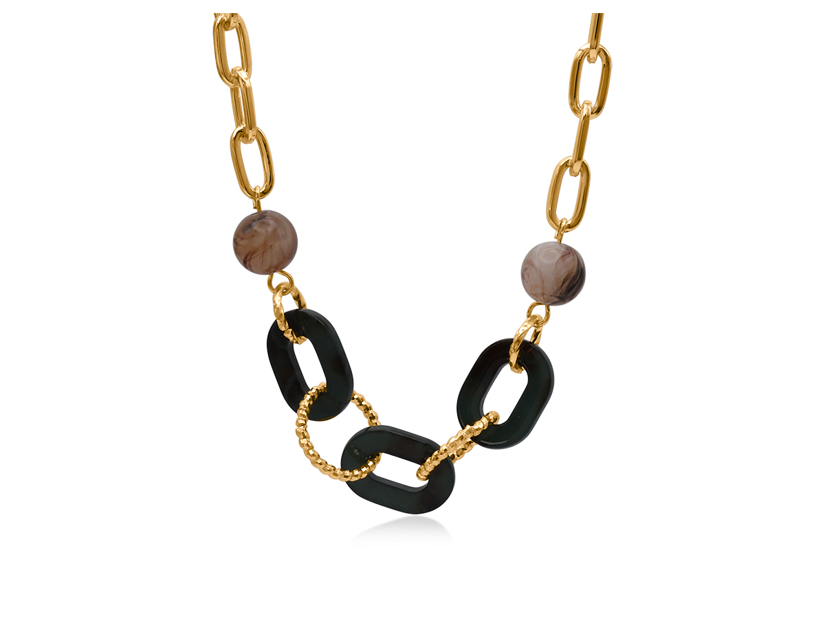 Picture of BEIGE/GREEN  FIDELIA RESIN CHAIN NECKLACE
