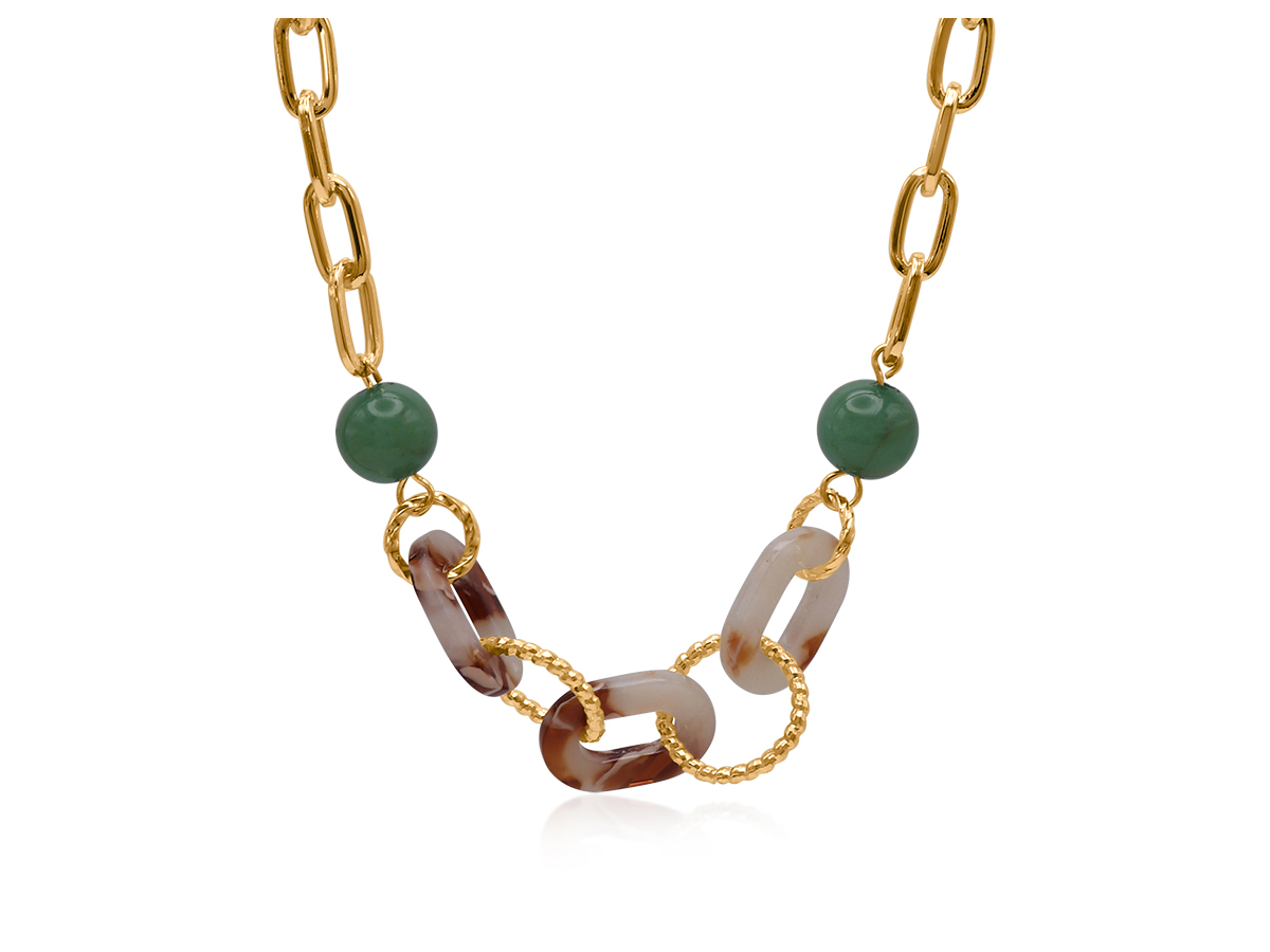 Picture of GREEN/CREAM FIDELIA RESIN CHAIN NECKLACE