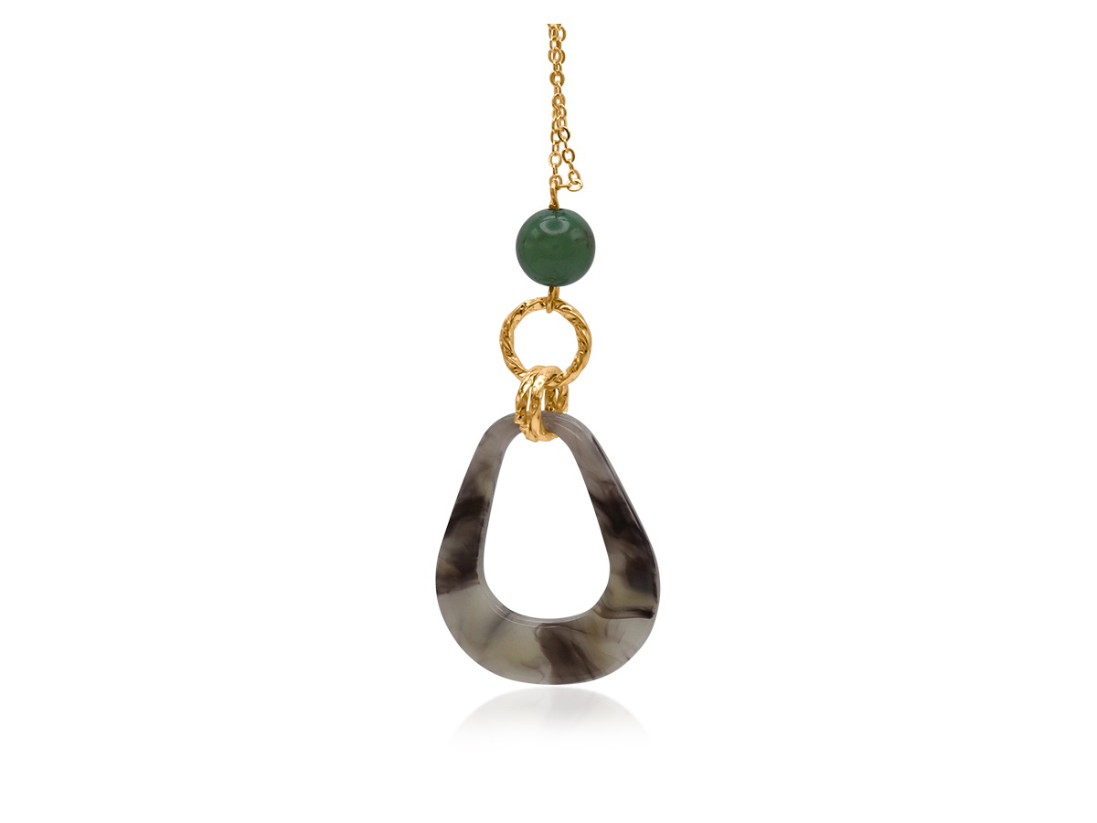 Picture of GREEN/CREAM EVELYNE PENDANT NECKLACE