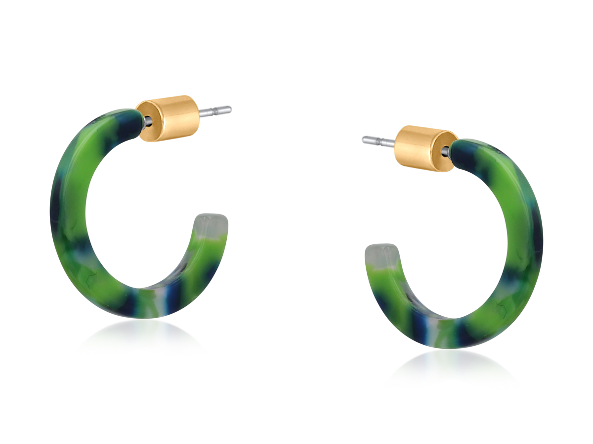 Picture of GREEN NATALIA PETITE RESIN HOOP EARRINGS