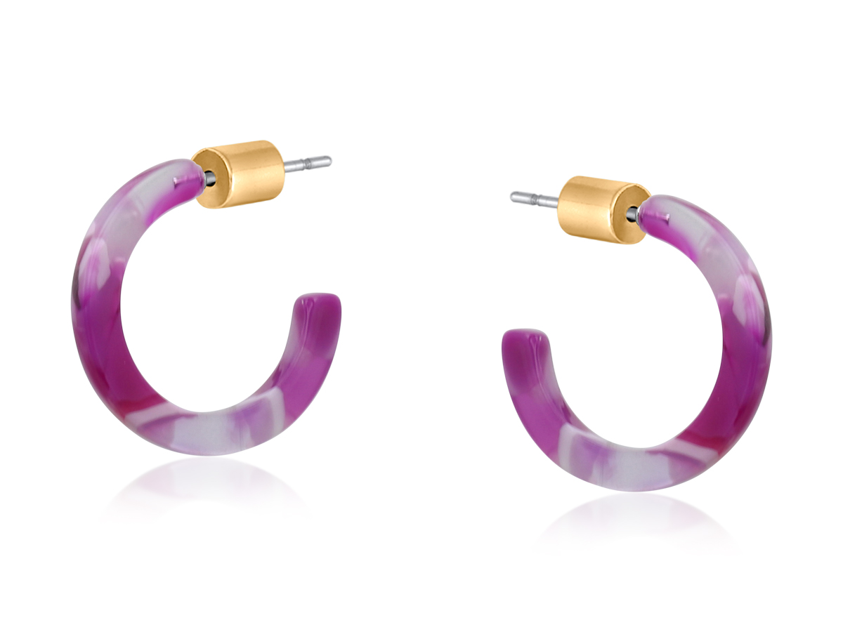Picture of DEEP PINK  NATALIA PETITE RESIN HOOP EARRINGS