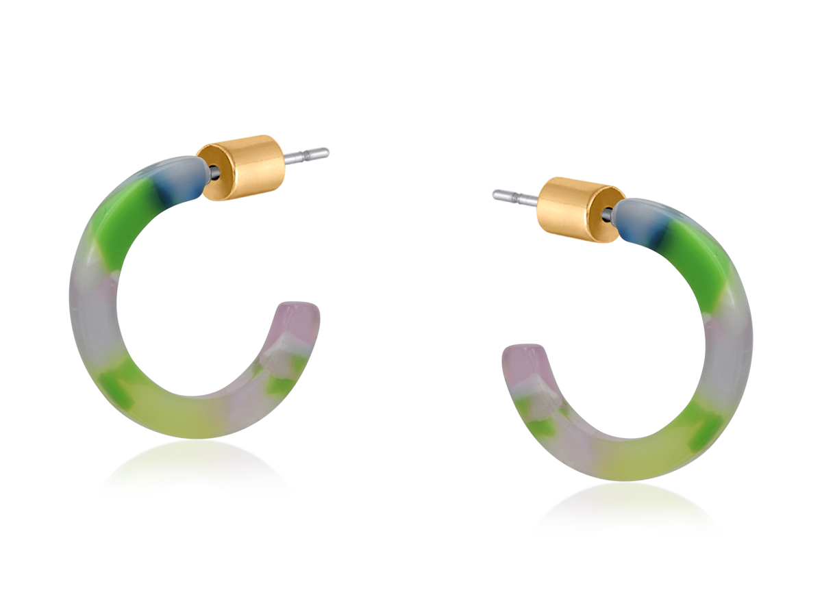 Picture of GREEN MULTI MARTA PETITE RESIN HOOP EARRINGS