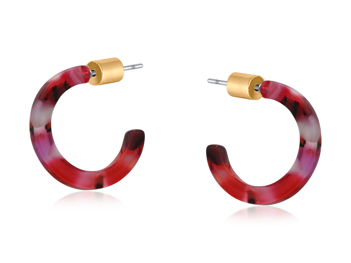 Picture of DEEP RED AURORA PETITE RESIN HOOP EARRINGS