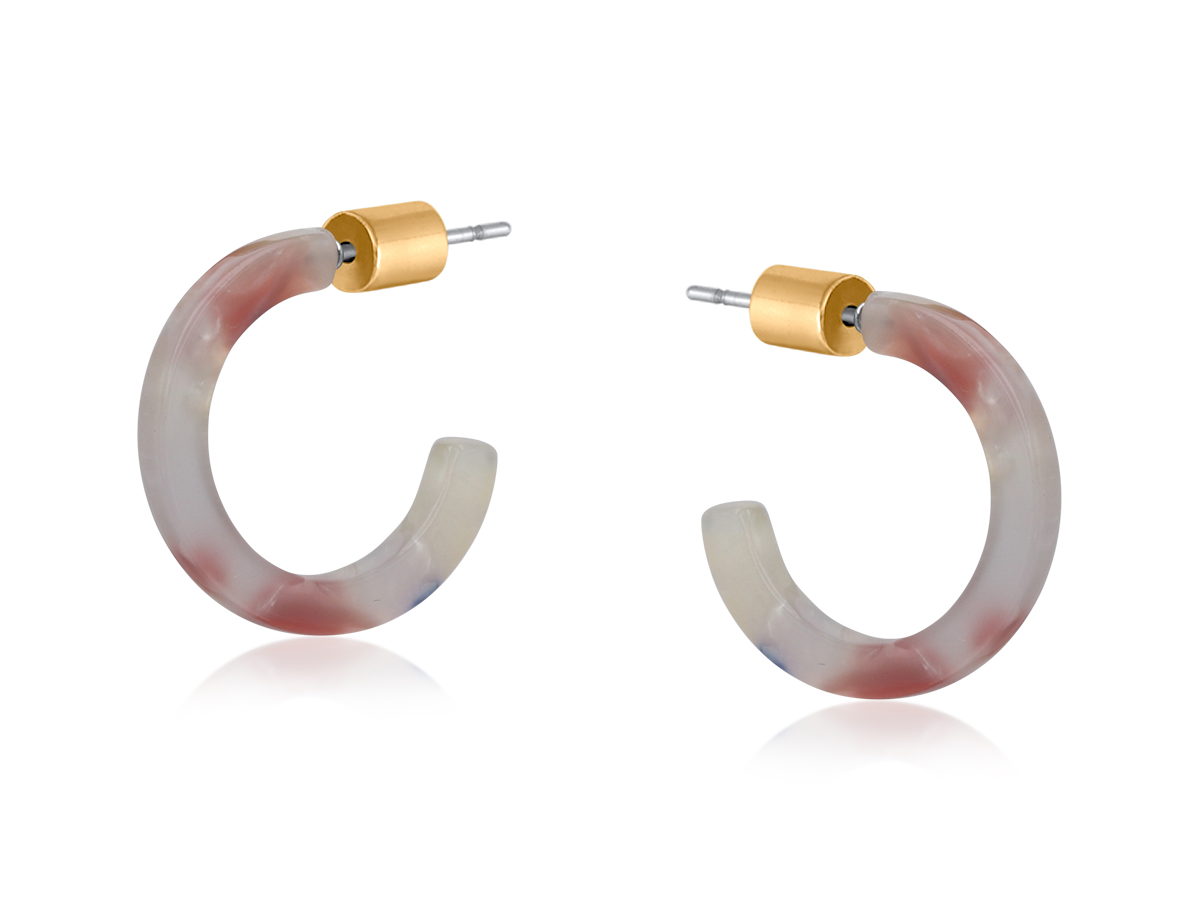 Picture of YELLOW PINK AURORA PETITE RESIN HOOP EARRINGS