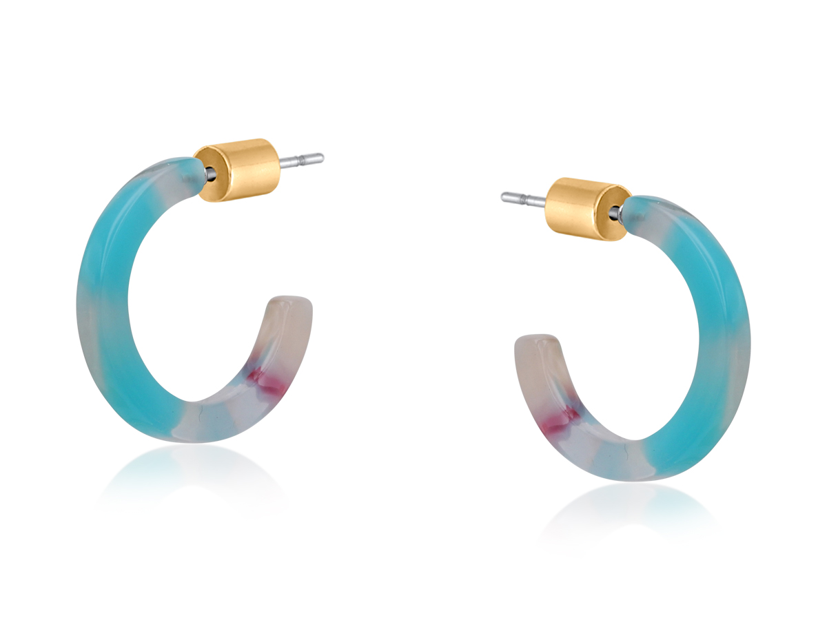 Picture of BLUE VIOLET AURORA PETITE RESIN HOOP EARRINGS
