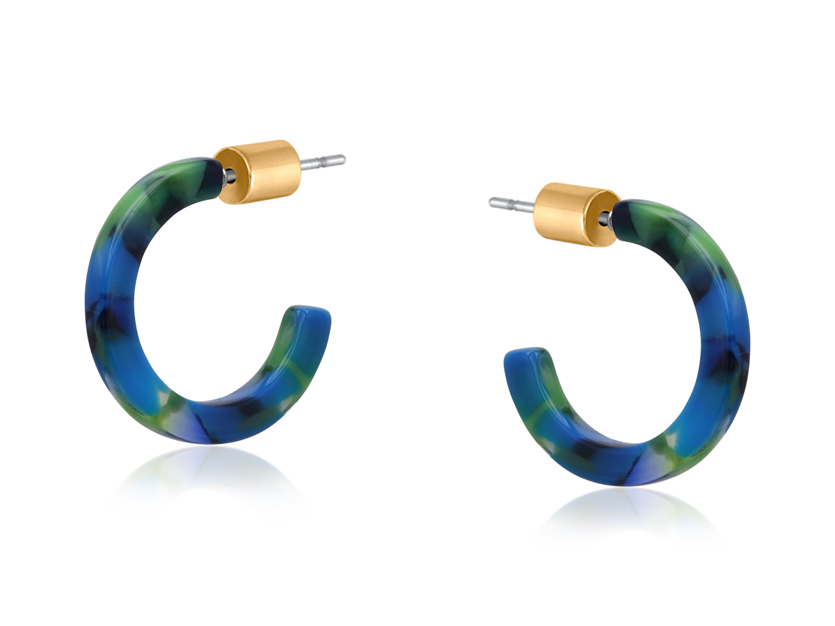 Picture of BLUE GREEN  BEATRIZ PETITE RESIN HOOP EARRINGS