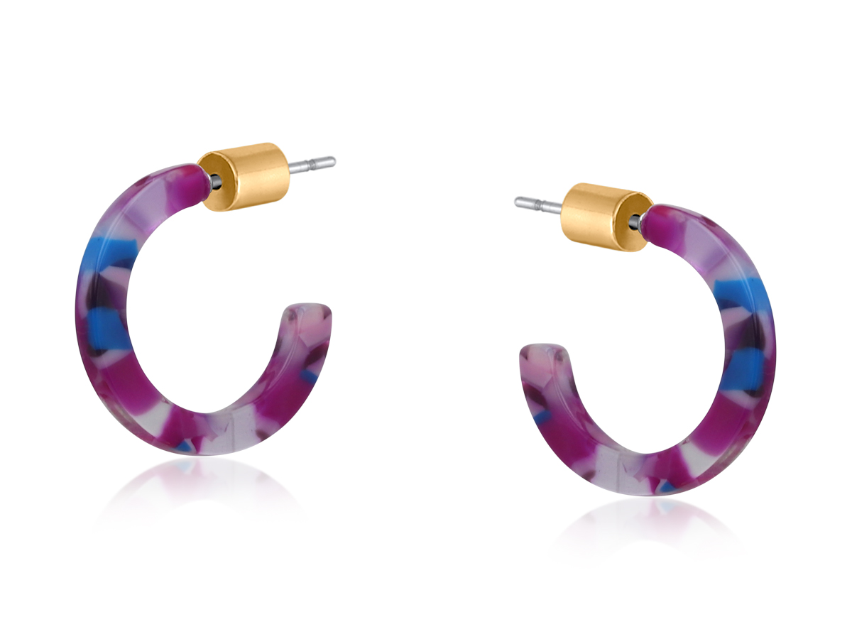 Picture of DEEP RED NAVY BEATRIZ PETITE RESIN HOOP EARRINGS