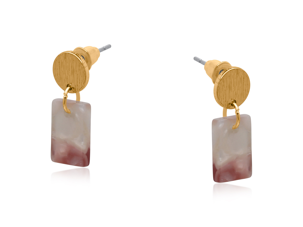 Picture of PINK JULIETA PETITE RESIN RECTANGLE STUD EARRINGS
