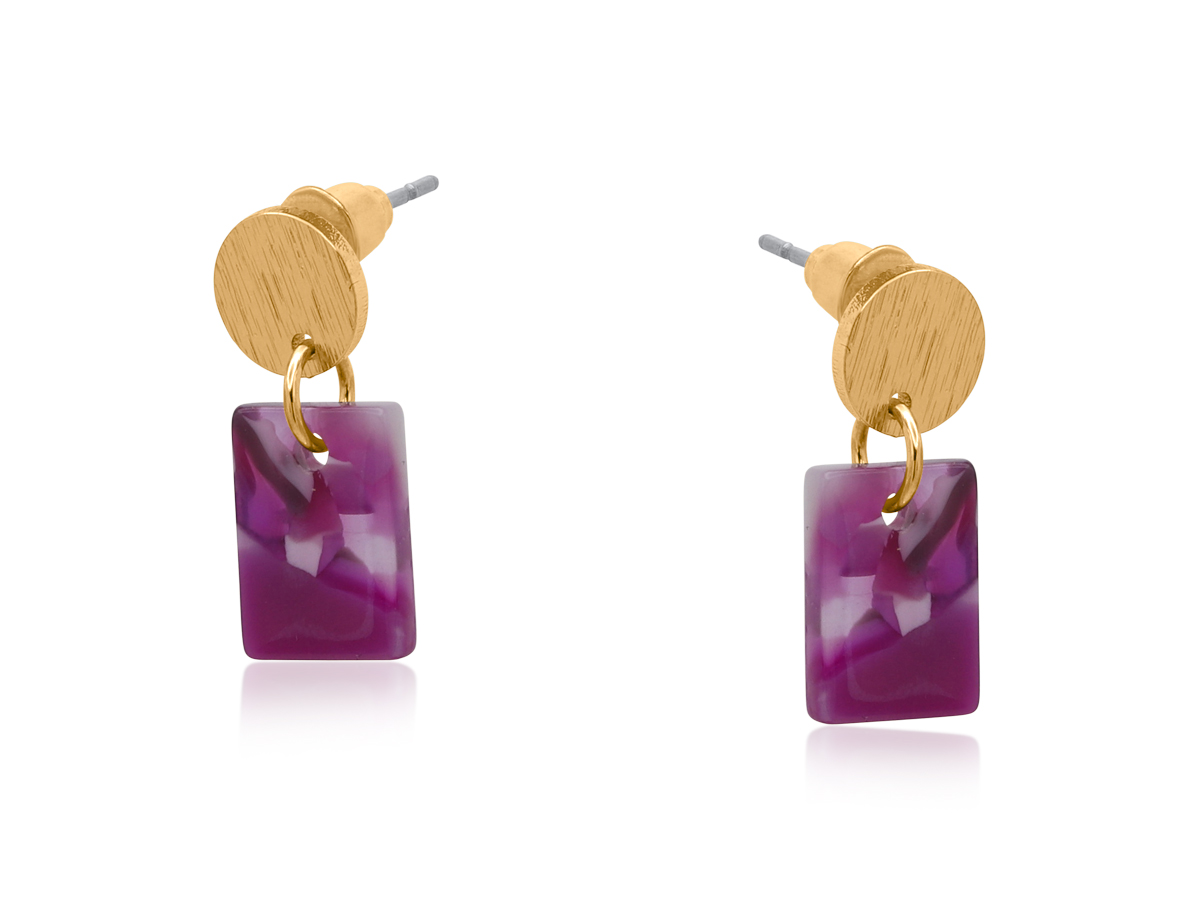 Picture of DEEP PINK  NATALIA PETITE RESIN RECTANGLE STUD EAR