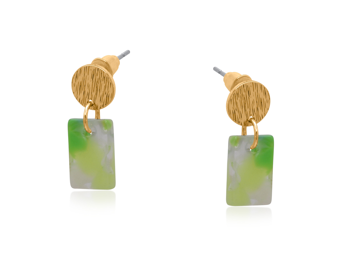 Picture of GREEN MULTI MARTA PETITE RESIN RECTANGLE STUD EARR