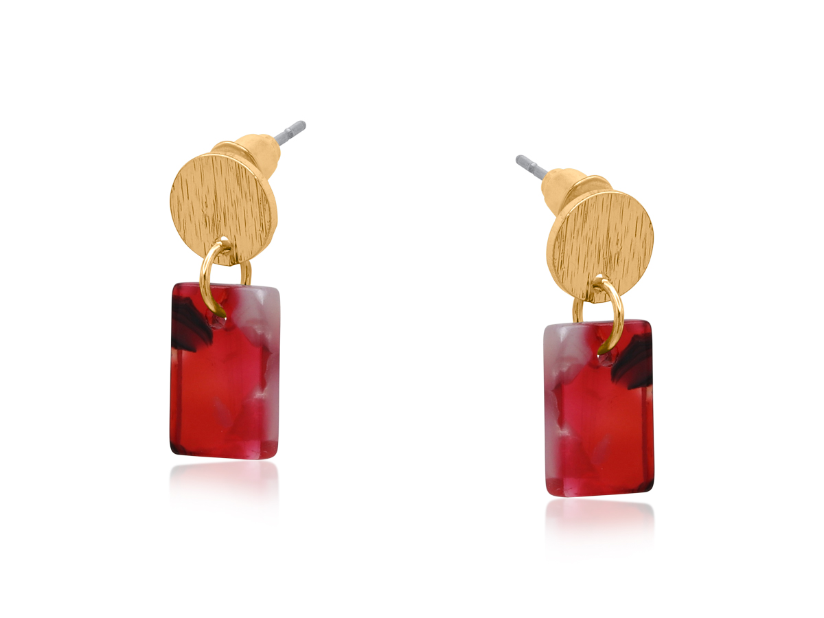 Picture of DEEP RED AURORA PETITE RESIN RECTANGLE STUD EARRIN