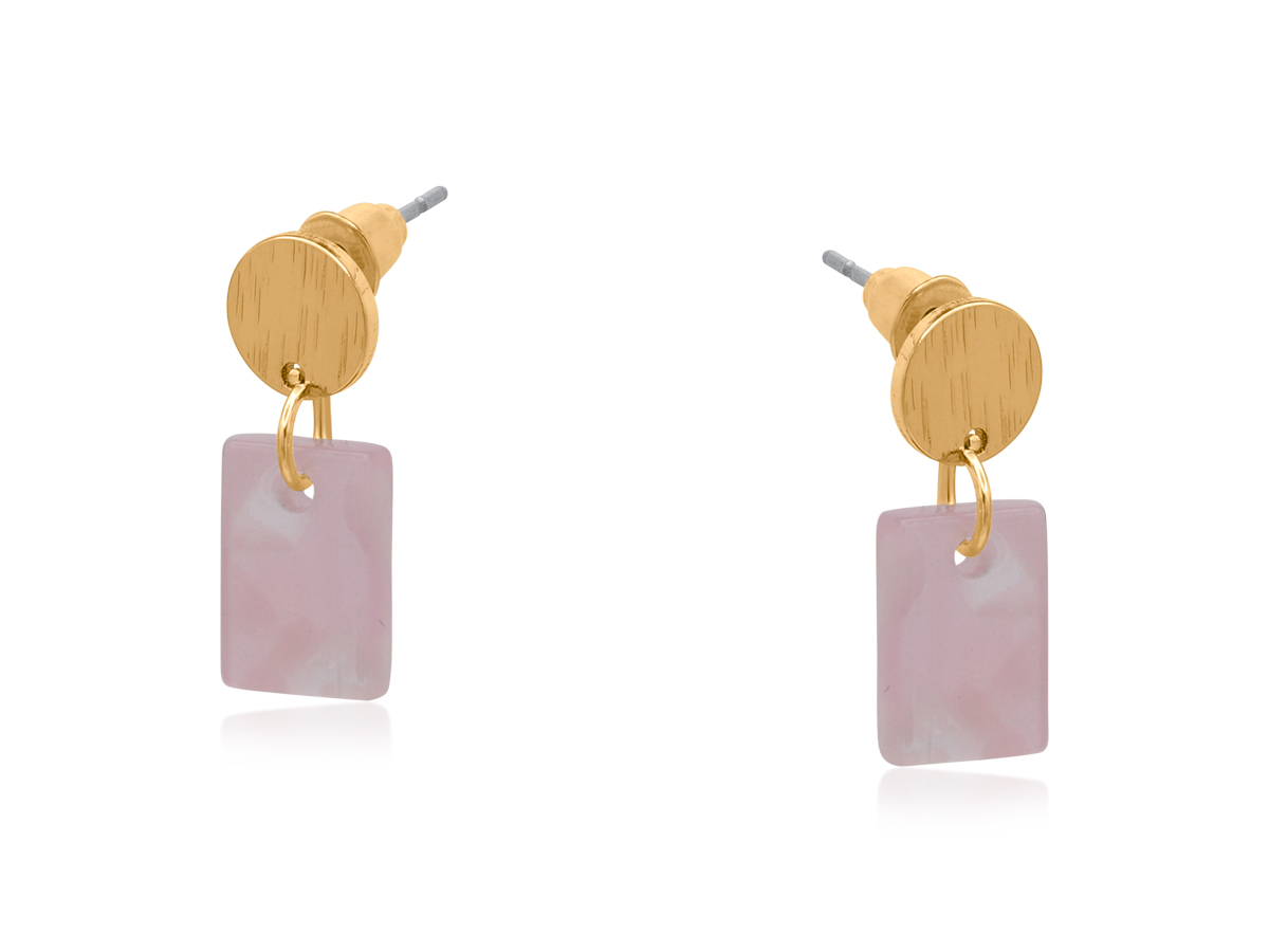 Picture of YELLOW PINK LOLA PETITE RESIN RECTANGLE STUD EARRI