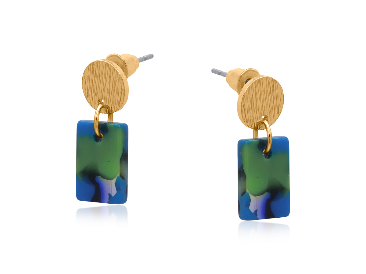 Picture of BLUE GREEN  BEATRIZ PETITE RESIN RECTANGLE STUD EA