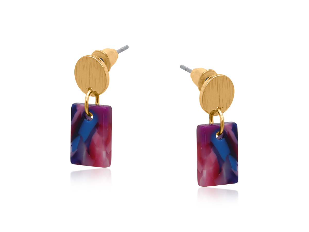Picture of DEEP RED NAVY BEATRIZ PETITE RESIN RECTANGLE STUD
