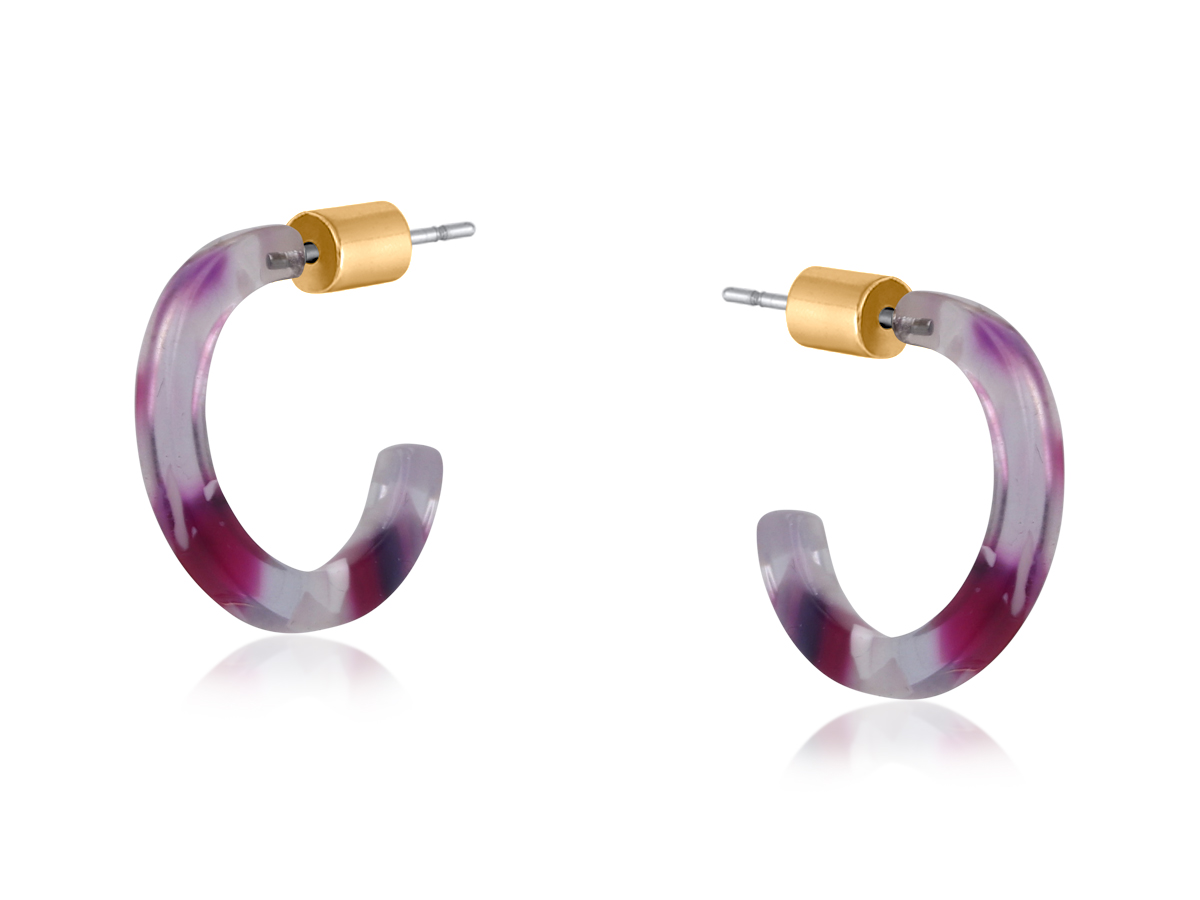 Picture of DEEP PURPLE CLARA PETITE RESIN HOOP EARRINGS