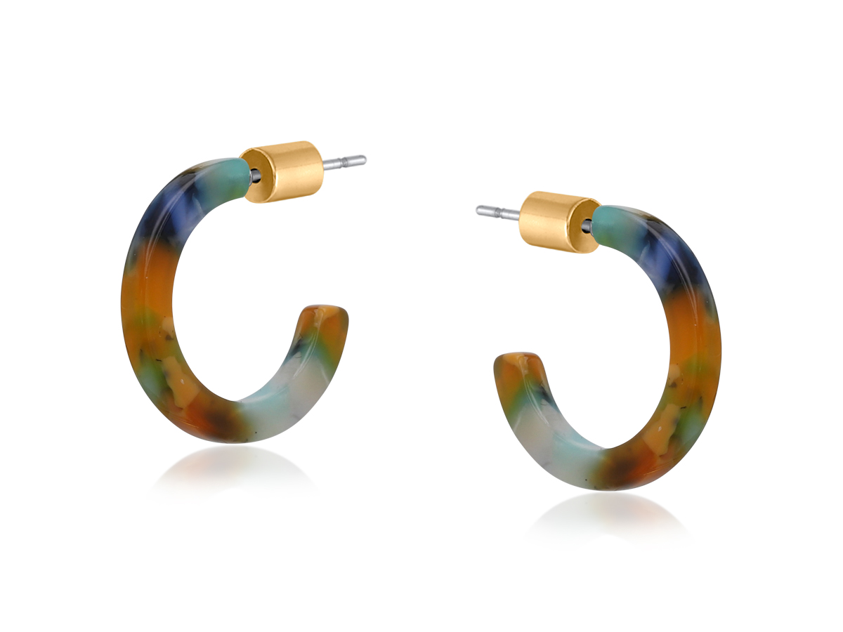 Picture of ORANGE MULTI CLARA PETITE RESIN HOOP EARRINGS