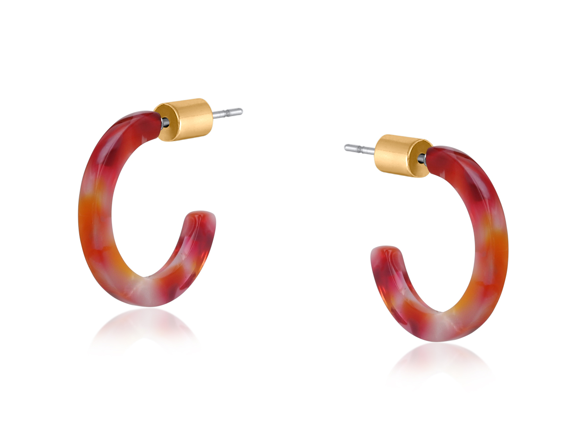 Picture of RED ANA PETITE RESIN HOOP EARRINGS