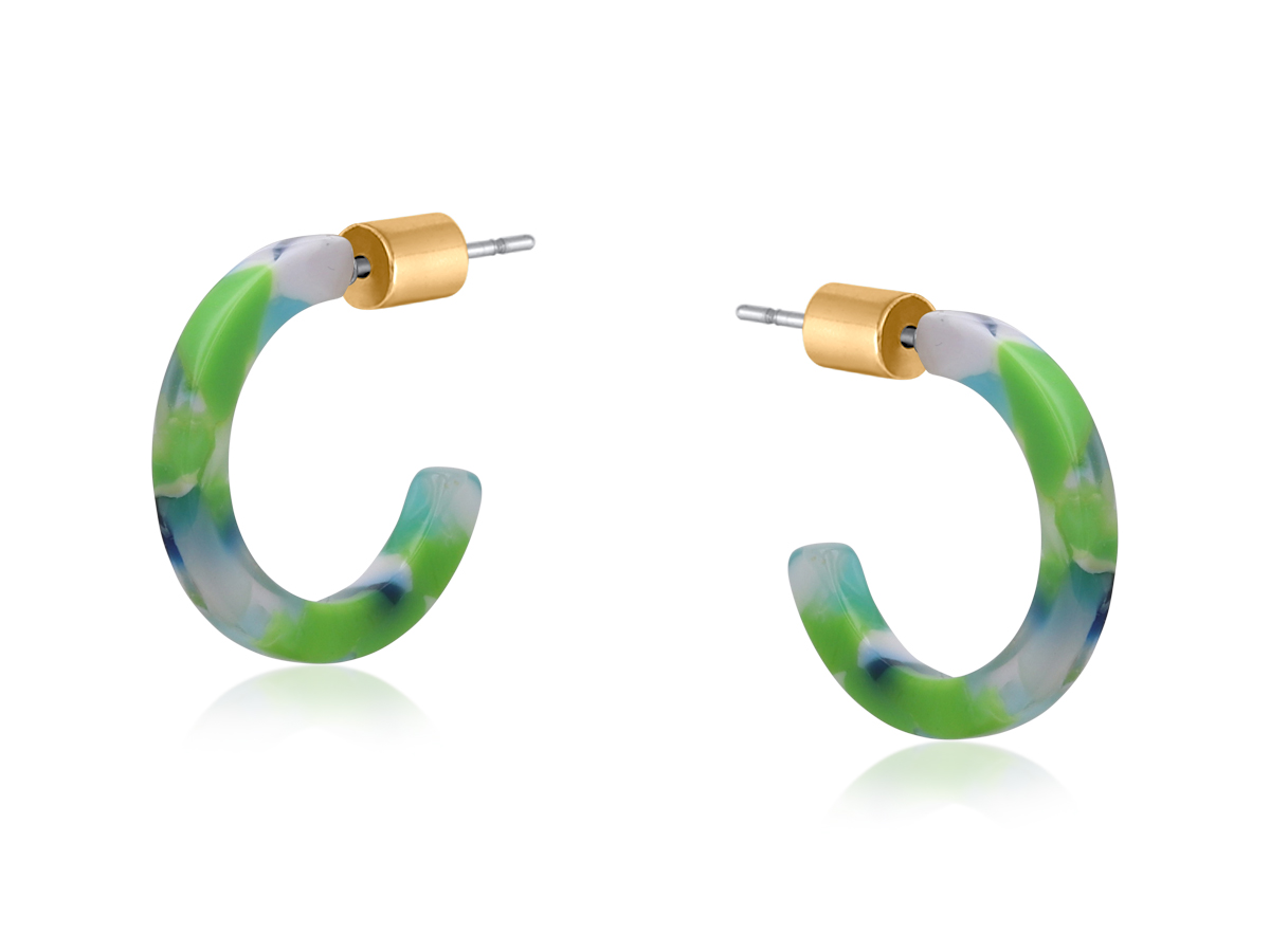 Picture of BLUE  ANA PETITE RESIN HOOP EARRINGS