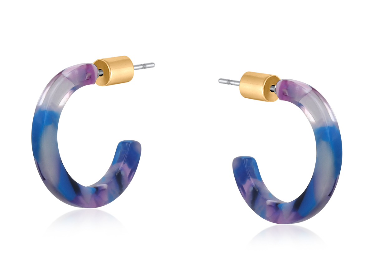 Picture of NAVY  PALOMA PETITE RESIN HOOP EARRINGS