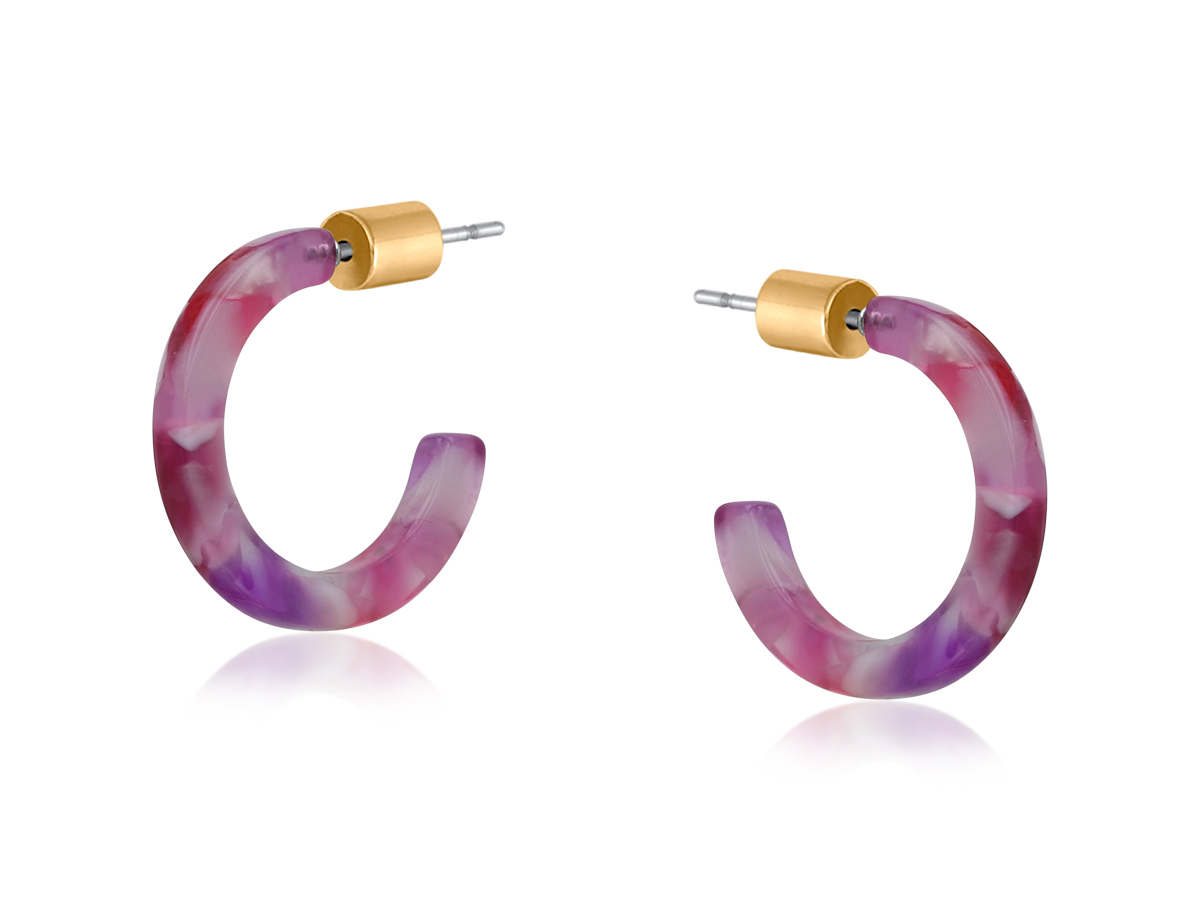 Picture of DEEP RED ROSA PETITE RESIN HOOP EARRINGS