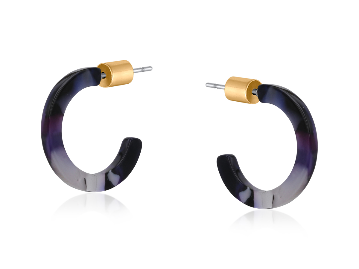 Picture of DARK PURPLE INES PETITE RESIN HOOP EARRINGS