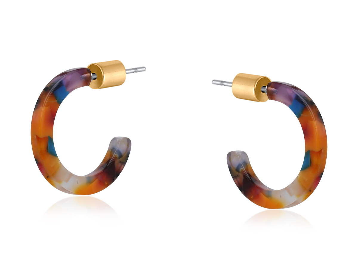 Picture of RED MULTI INES PETITE RESIN HOOP EARRINGS