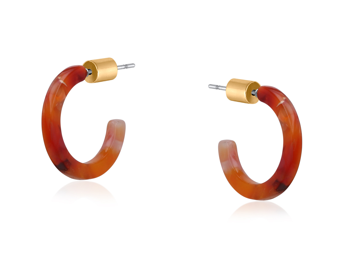 Picture of DEEP RED CATALINA PETITE RESIN HOOP EARRINGS
