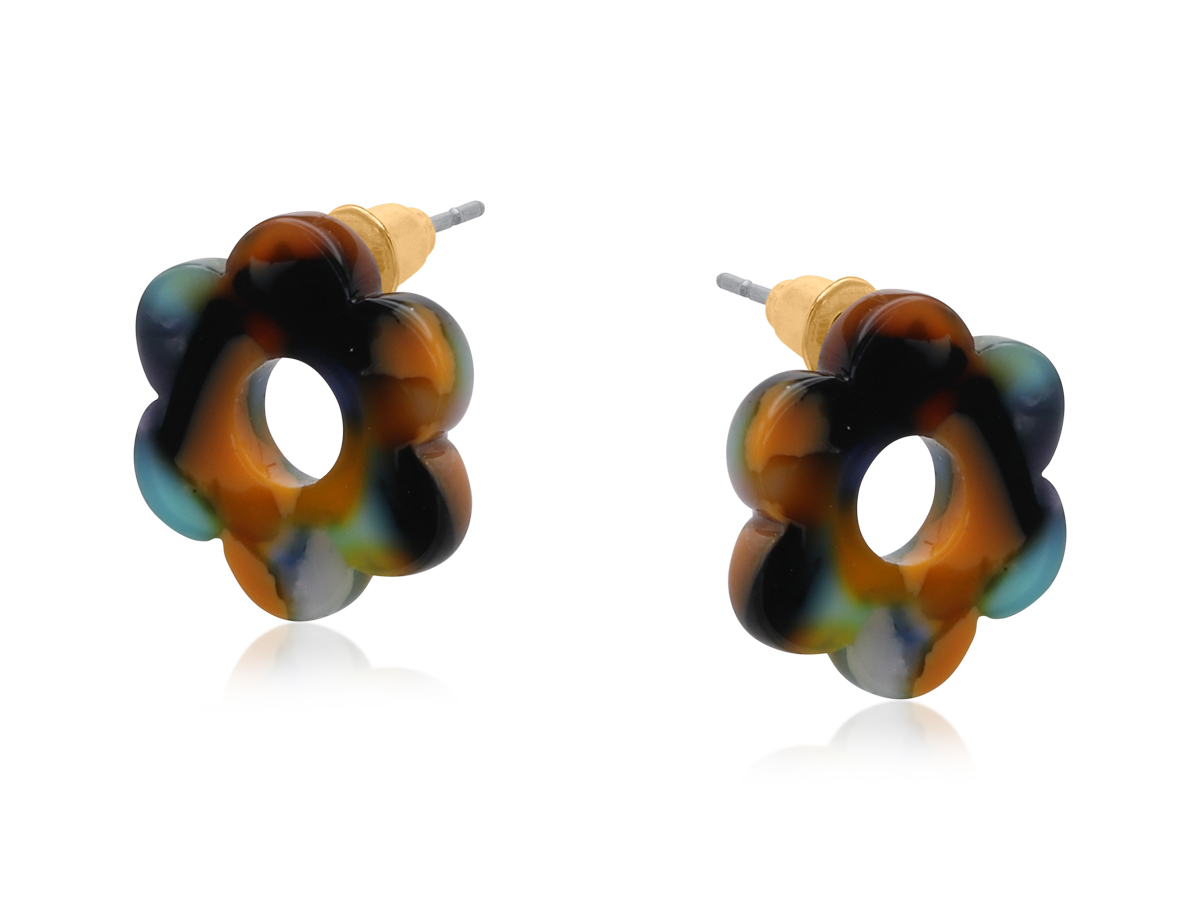 Picture of ORANGE MULTI CLARA PETITE RESIN FLOWER STUD EARRIN