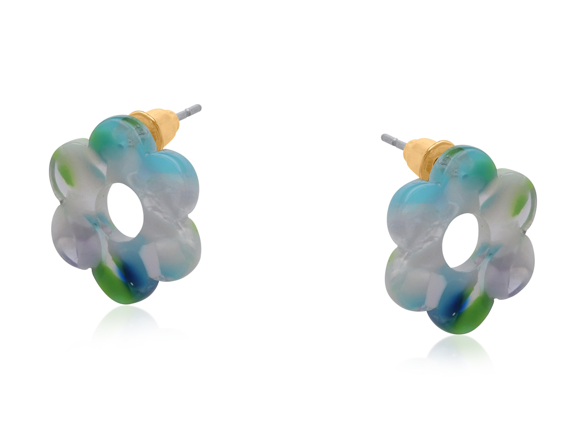 Picture of BLUE  ANA PETITE RESIN FLOWER STUD EARRINGS