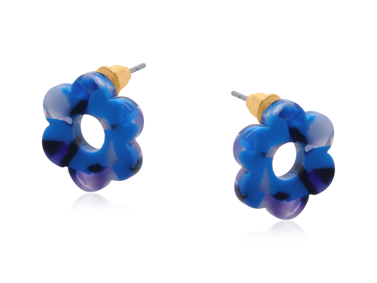 Picture of NAVY  PALOMA PETITE RESIN FLOWER STUD EARRINGS
