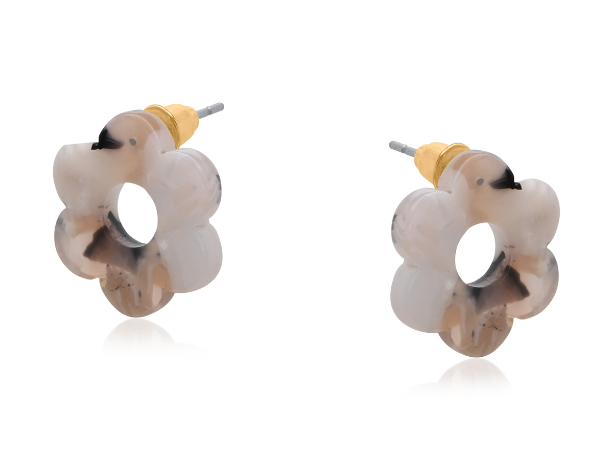Picture of YELLOW ROSA PETITE RESIN FLOWER STUD EARRINGS
