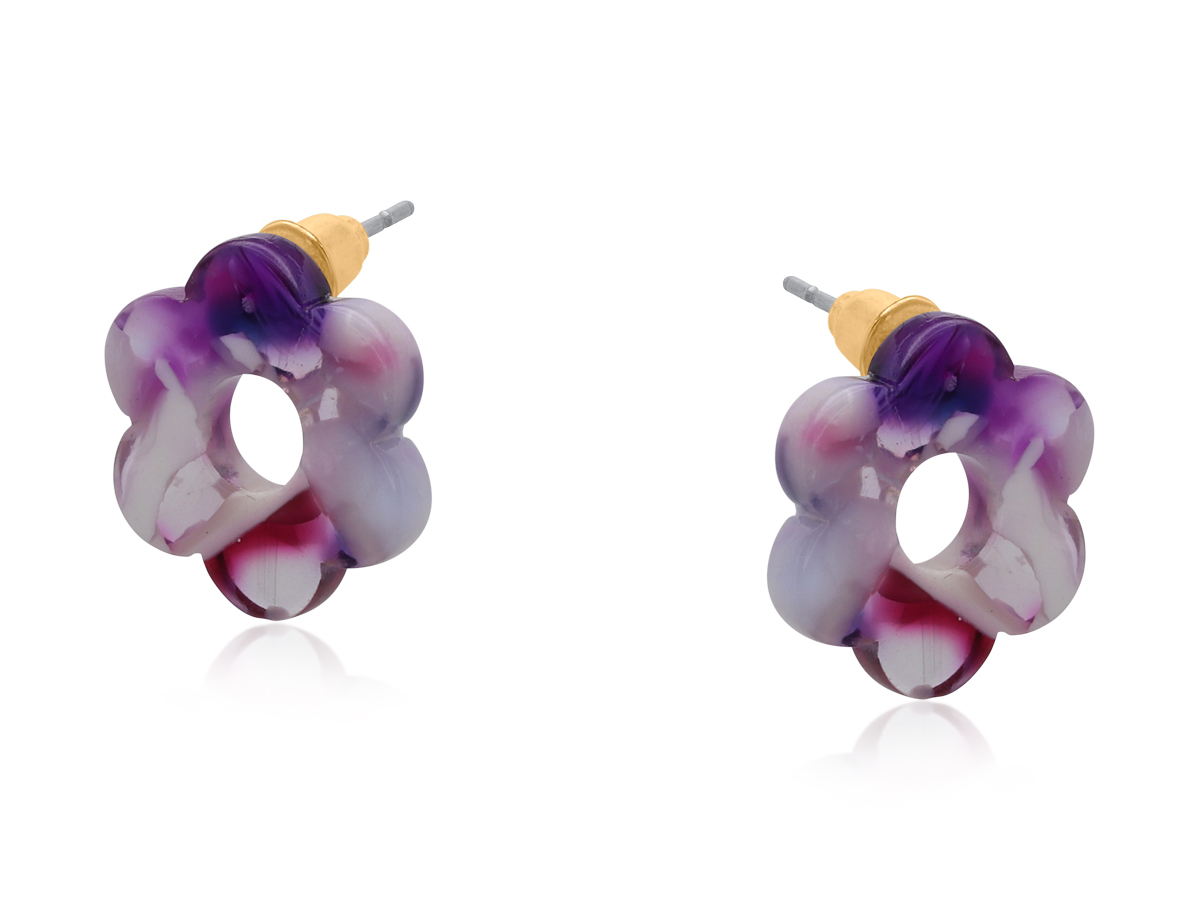 Picture of DARK PURPLE INES PETITE RESIN FLOWER STUD EARRINGS