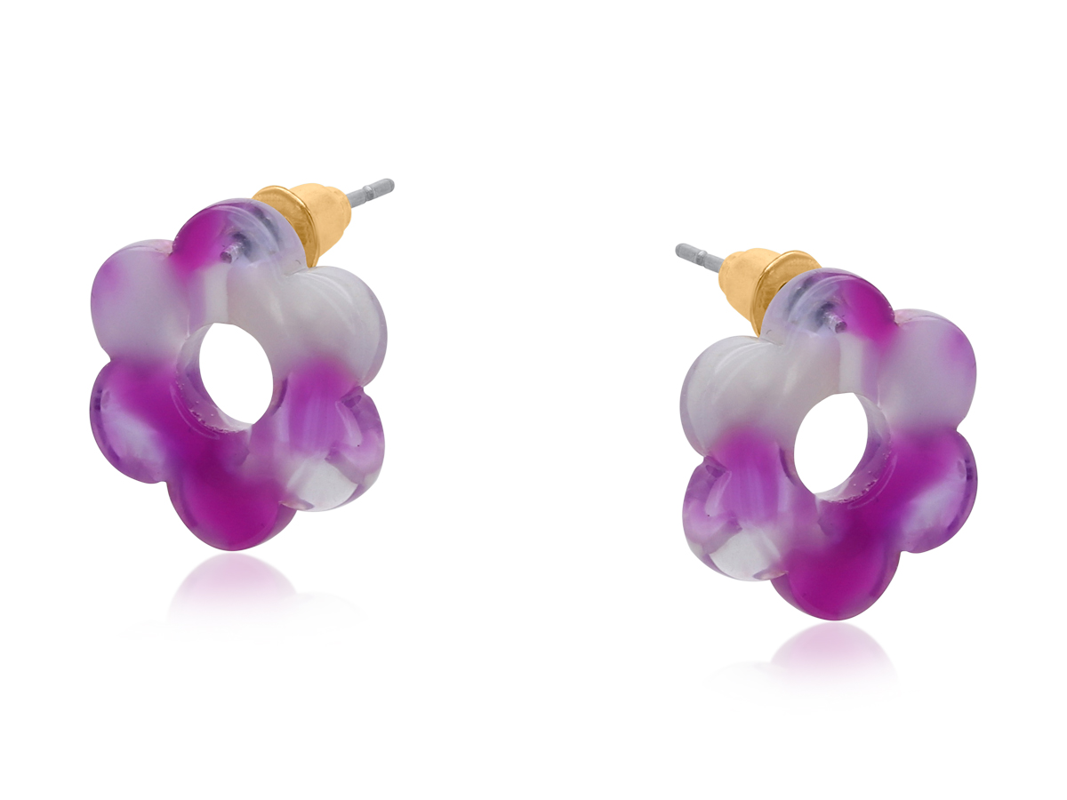 Picture of VIOLET BLUE  CATALINA PETITE RESIN FLOWER STUD EAR