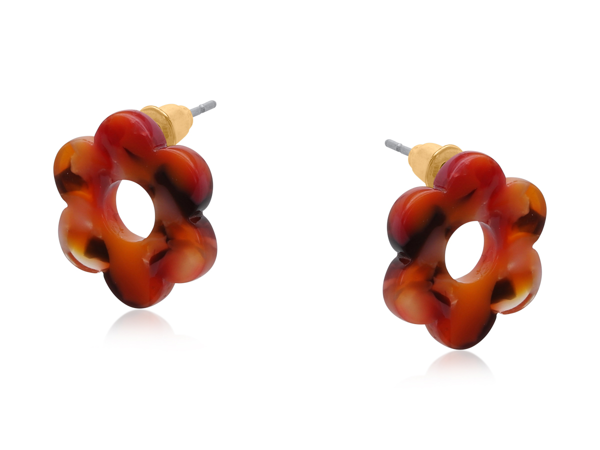 Picture of DEEP RED CATALINA PETITE RESIN FLOWER STUD EARRING