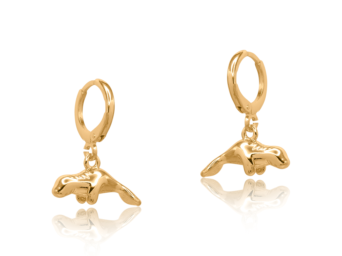 Picture of GOLD  ISABELLA SEA TOKEN PETITE HUGGIE EARRINGS