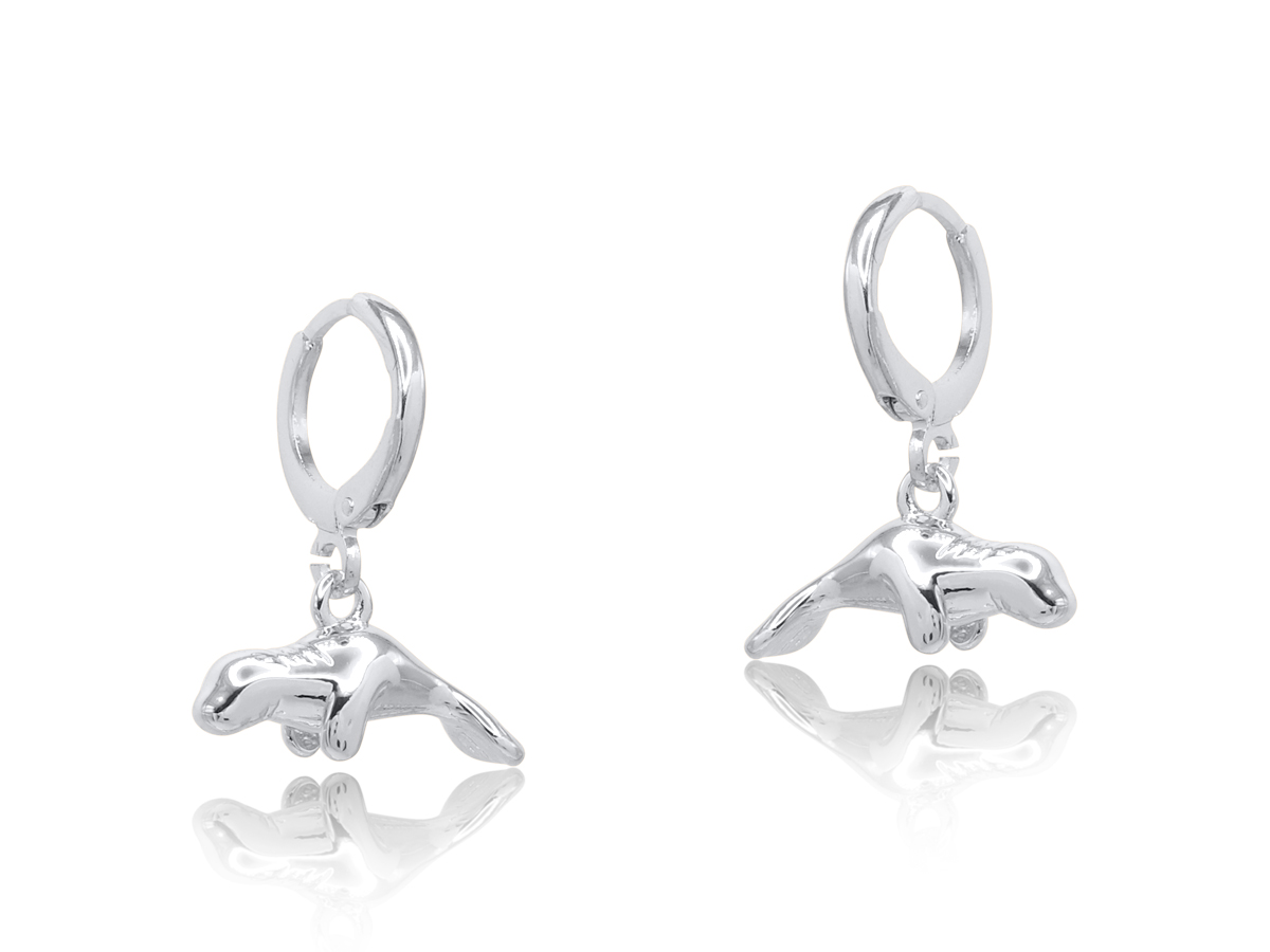 Picture of SILVER ISABELLA SEA TOKEN PETITE HUGGIE EARRINGS