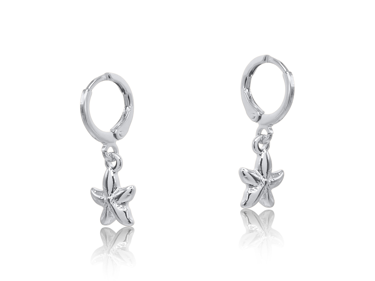 Picture of SILVER SOFIA SEA TOKEN PETITE HUGGIE EARRINGS