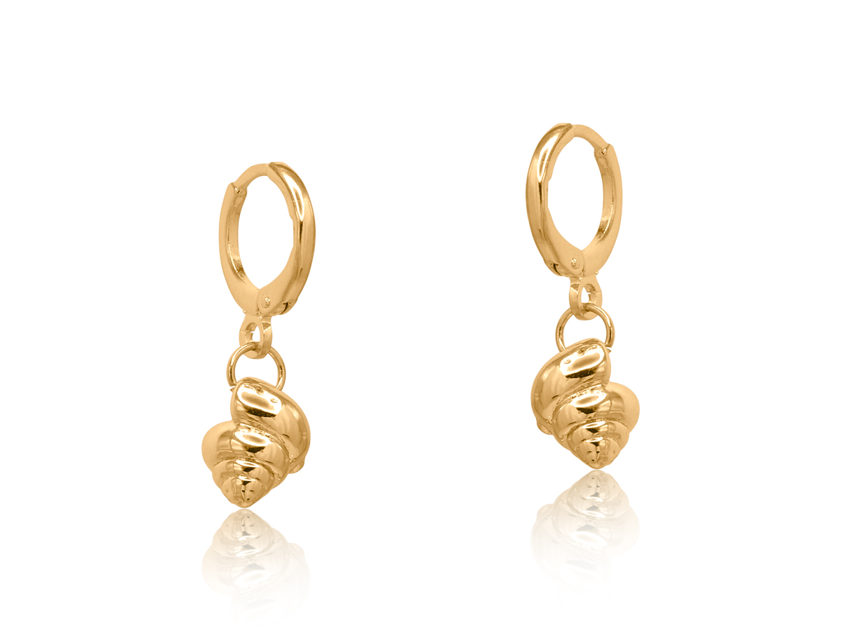 Picture of GOLD  CARMEN SEA TOKEN PETITE HUGGIE EARRINGS