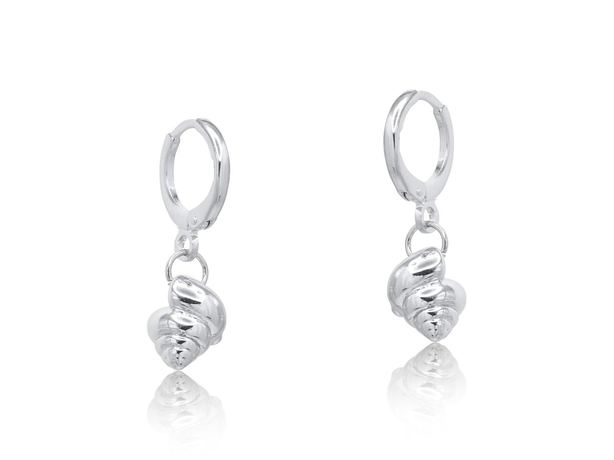 Picture of SILVER CARMEN SEA TOKEN PETITE HUGGIE EARRINGS