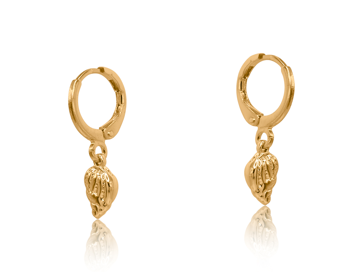 Picture of GOLD  LUCIA SEA TOKEN PETITE HUGGIE EARRINGS