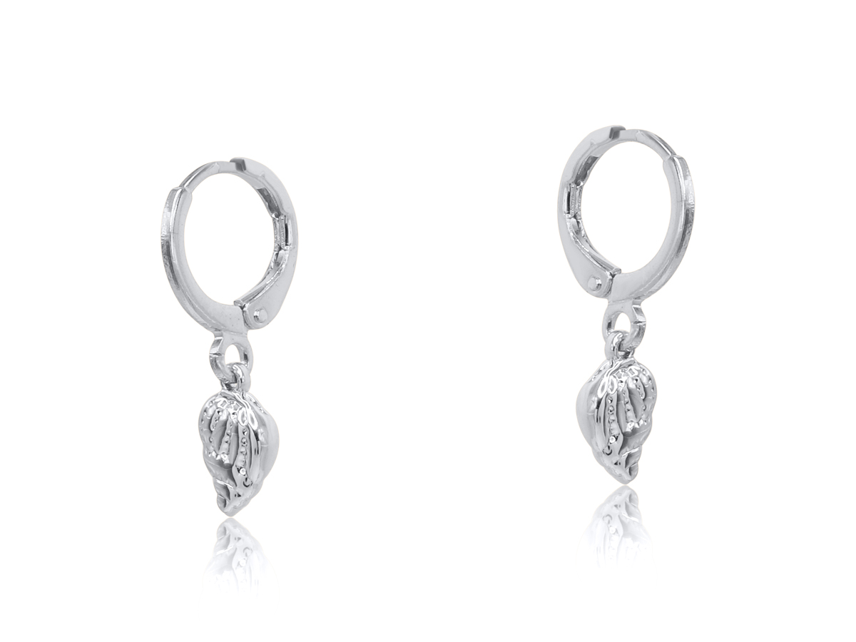 Picture of SILVER LUCIA SEA TOKEN PETITE HUGGIE EARRINGS