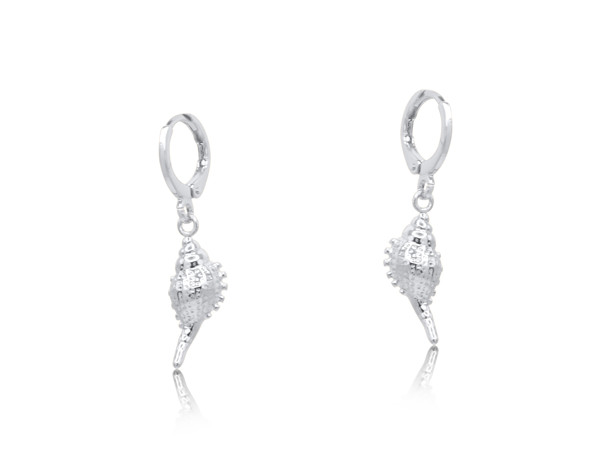 Picture of SILVER ELENA SEA TOKEN PETITE HUGGIE EARRINGS