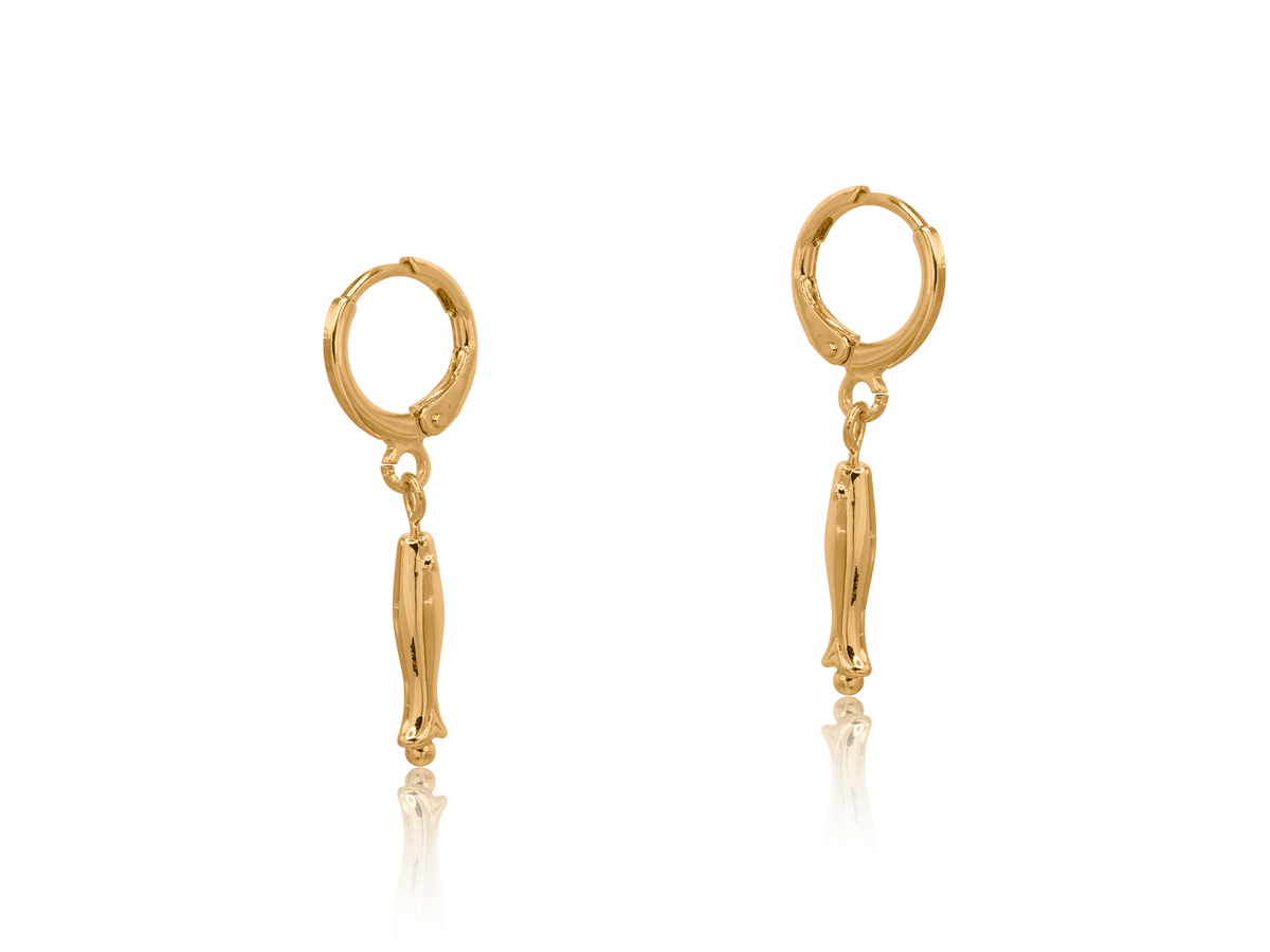 Picture of GOLD  CATALINA SEA TOKEN PETITE HUGGIE EARRINGS