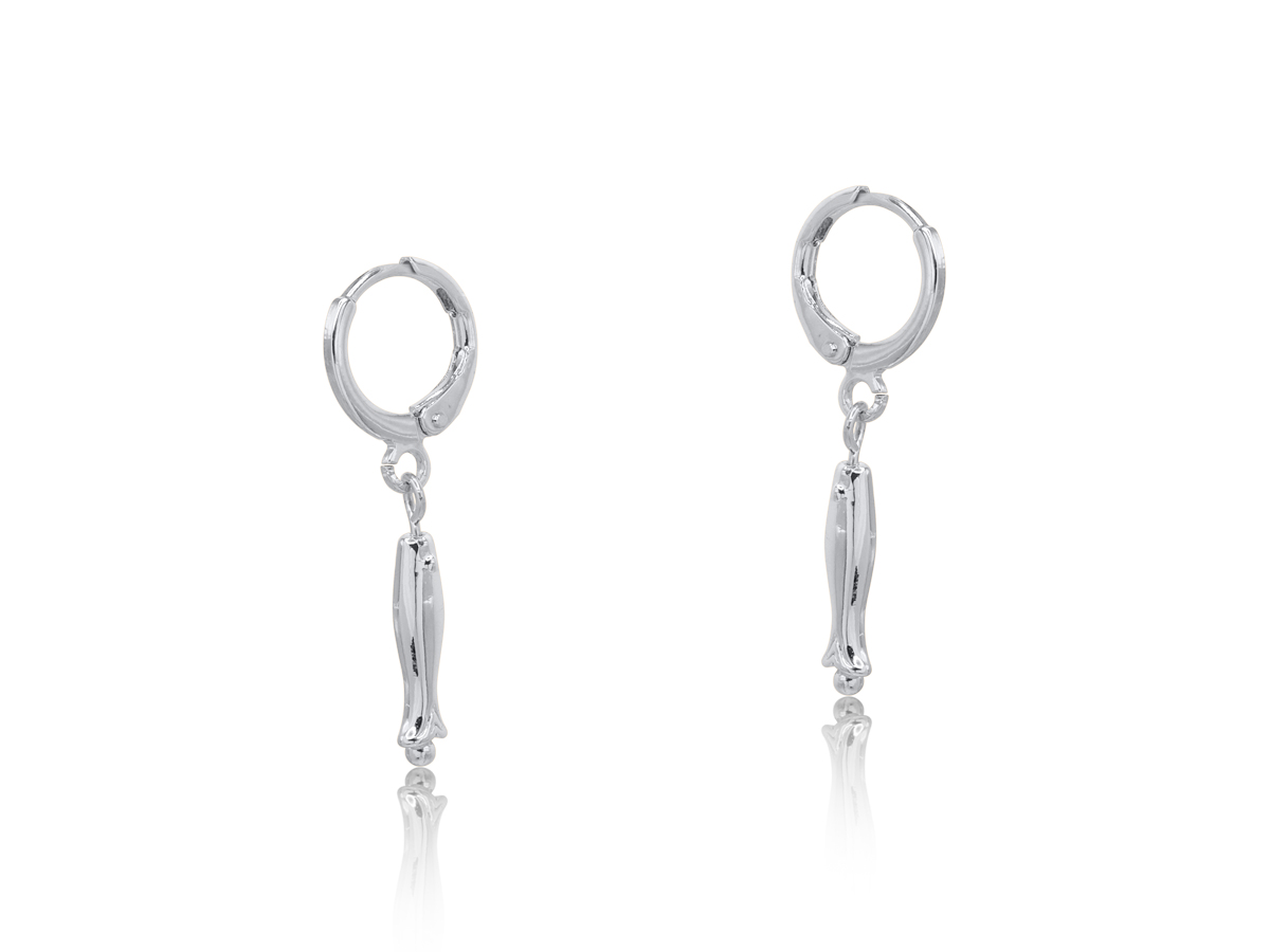 Picture of SILVER CATALINA SEA TOKEN PETITE HUGGIE EARRINGS