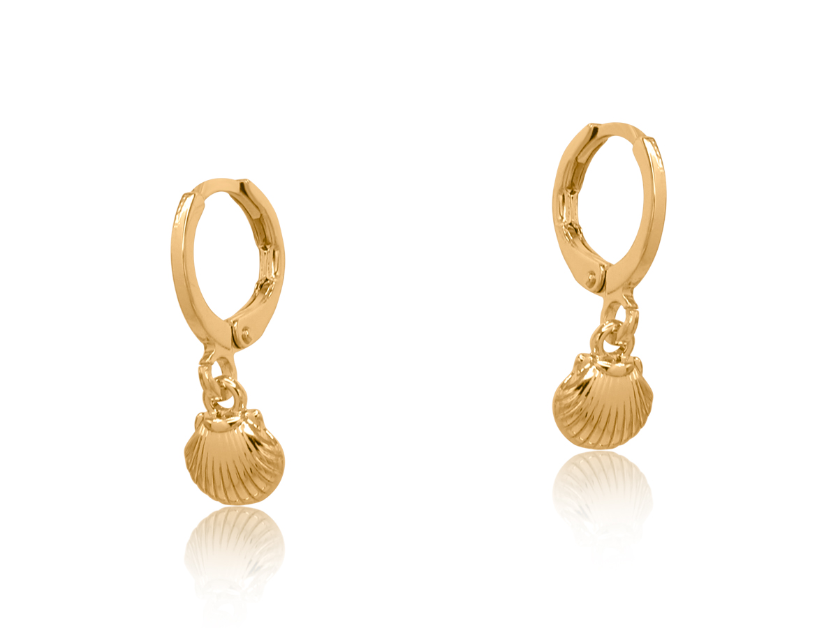 Picture of GOLD  INES SEA TOKEN PETITE HUGGIE EARRINGS